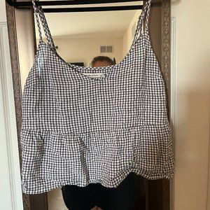 NWOT Abercrombie & Fitch Black and White Gingham Peplum Crop Top